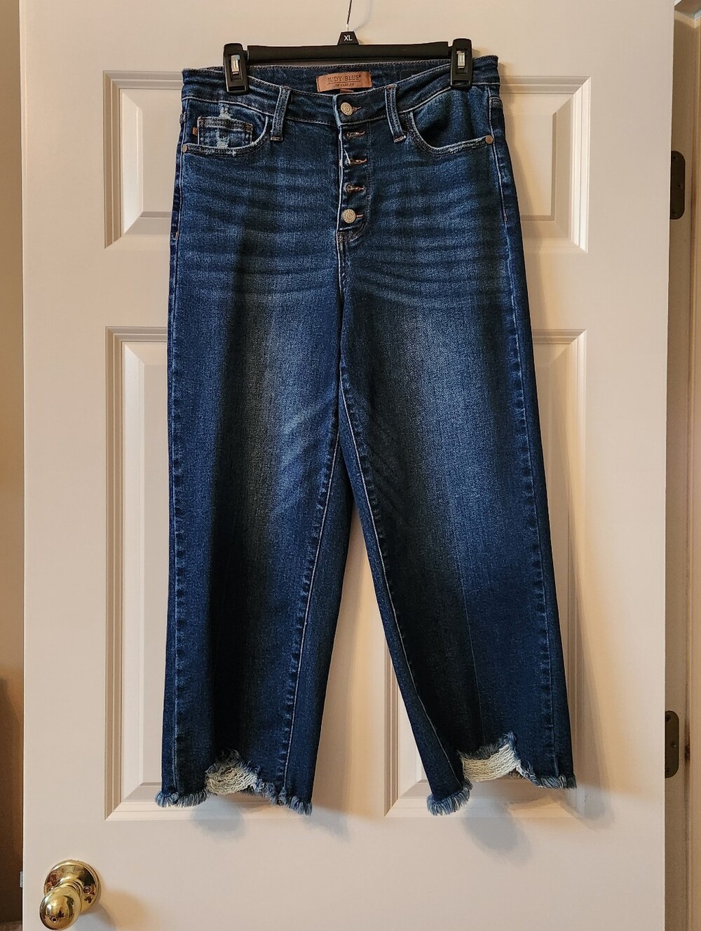Judy Blue Dark Blue Cropped Button-Front Jeans